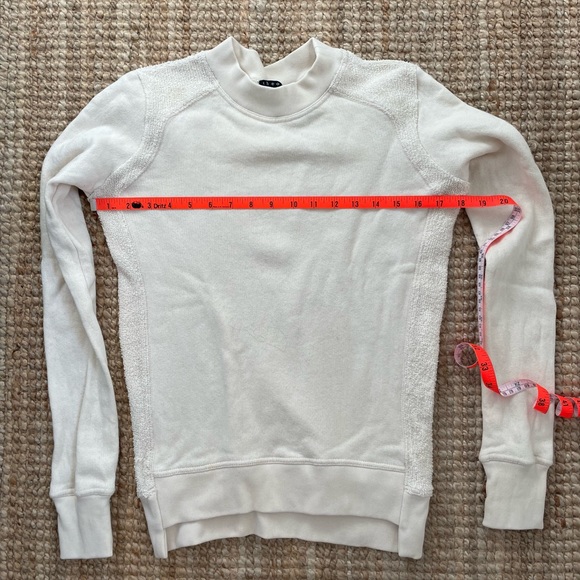 Theory Crewneck Sweatshirt with Terry side panels in Cream | size: Petite - Picture 6 of 6